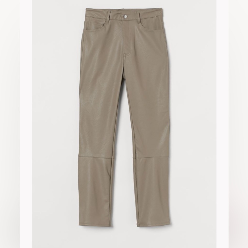 H&M Faux Leather Straight Leg Cropped Pant